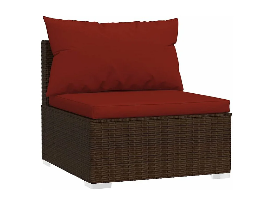 Salon de jardin 4 pcs avec coussins Résine tressée Marron