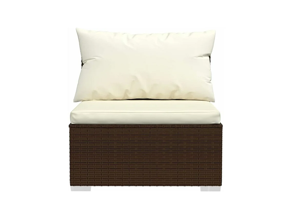 Salon de jardin 6 pcs avec coussins Résine tressée Marron