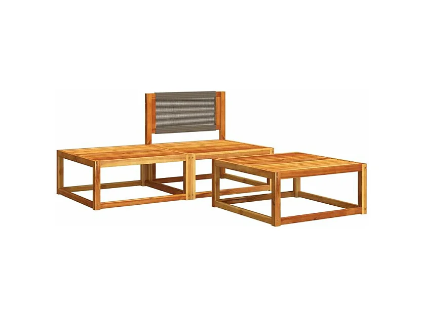 Salon de jardin avec coussins 3 pcs bois massif d'acacia