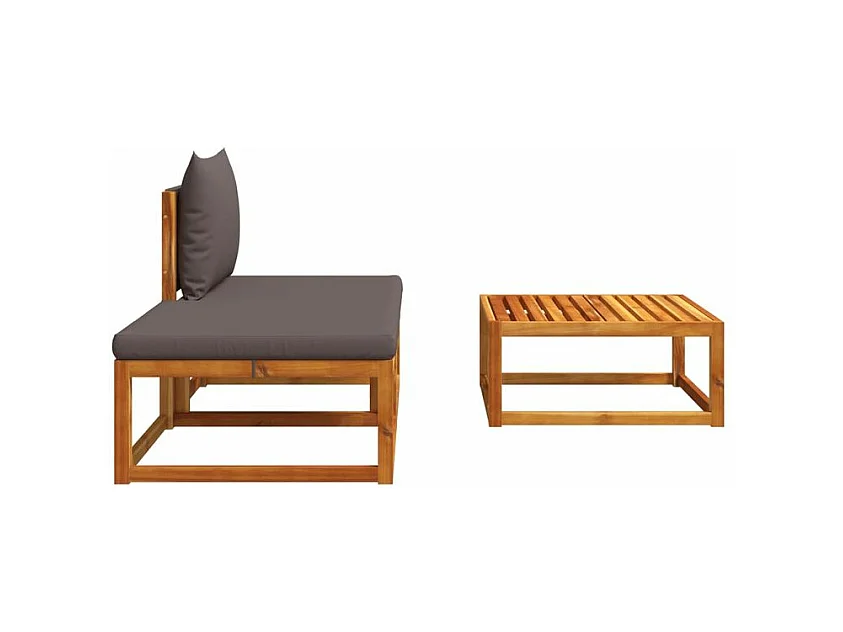 Salon de jardin avec coussins 3 pcs bois massif d'acacia