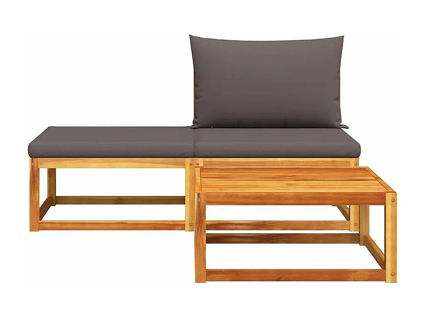 Salon de jardin avec coussins 3 pcs bois massif d'acacia