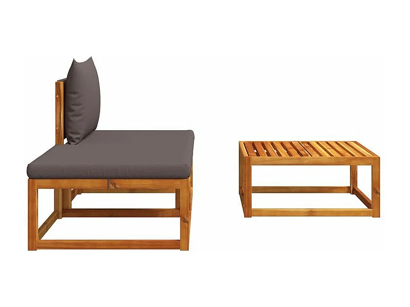 Salon de jardin avec coussins 3 pcs bois massif d'acacia