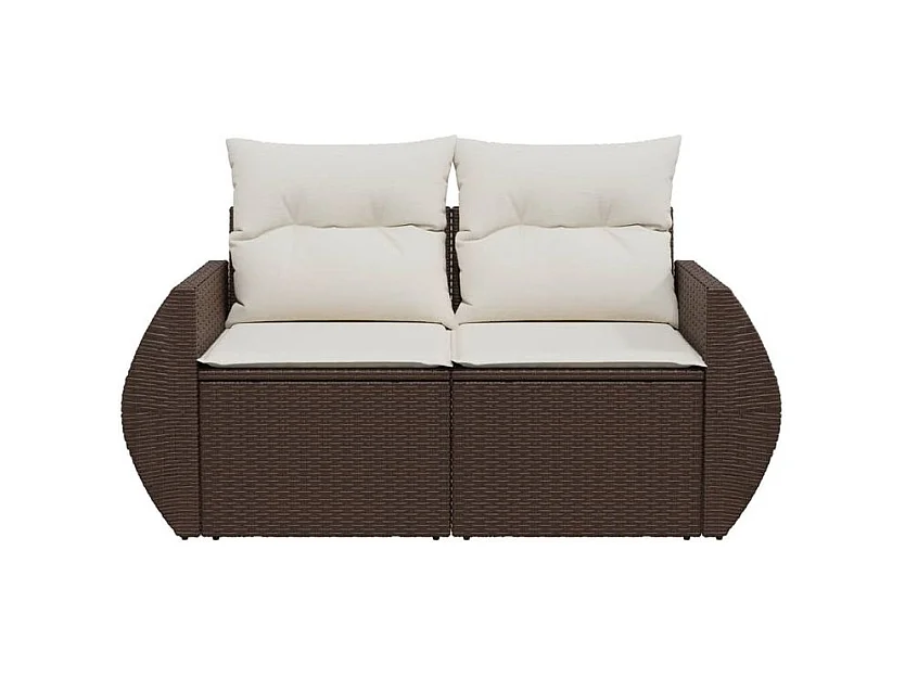 Canapé de jardin avec coussins 2 places marron résine tressée