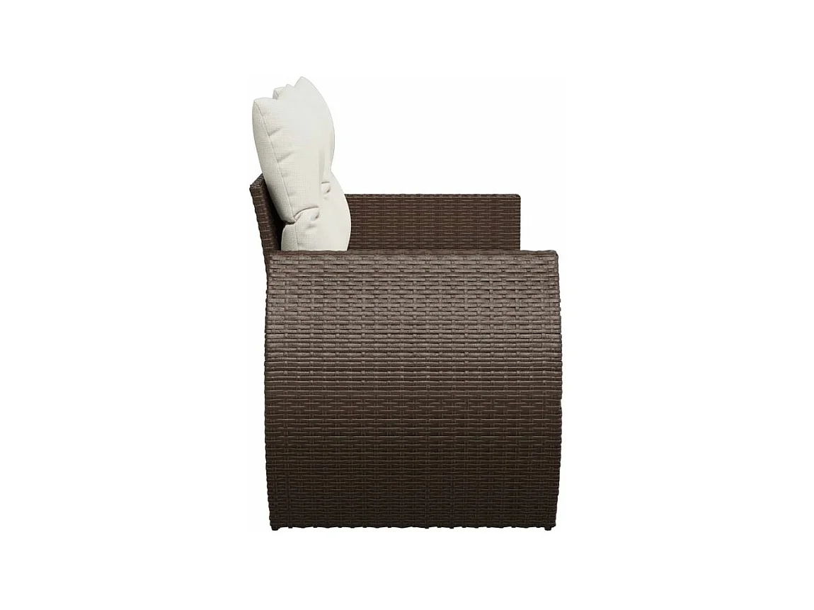 Canapé de jardin avec coussins 2 places marron résine tressée