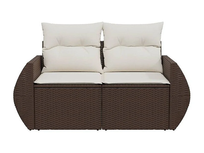 Canapé de jardin avec coussins 2 places marron résine tressée