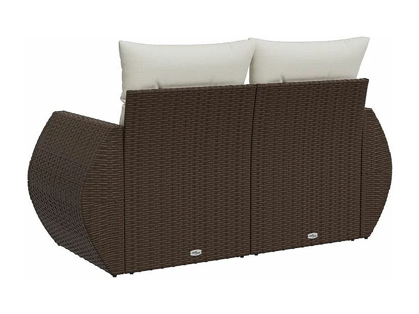 Canapé de jardin avec coussins 2 places marron résine tressée