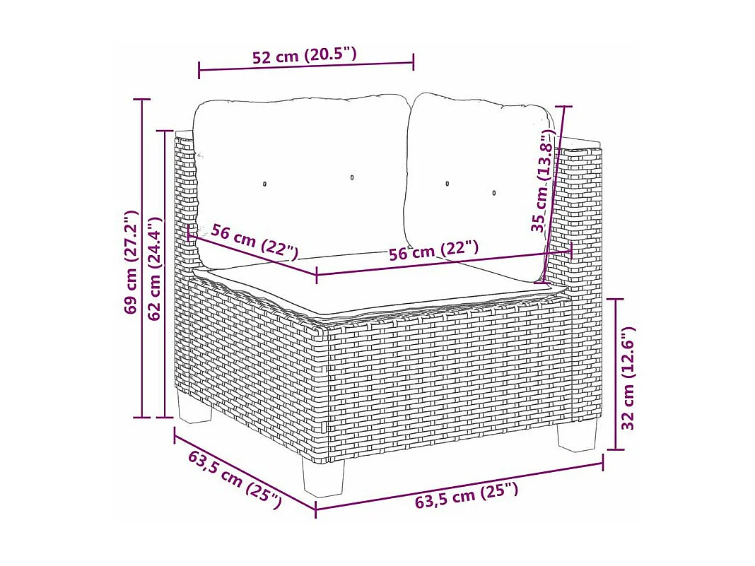 Salon de jardin avec coussins 9 pcs beige résine tressée