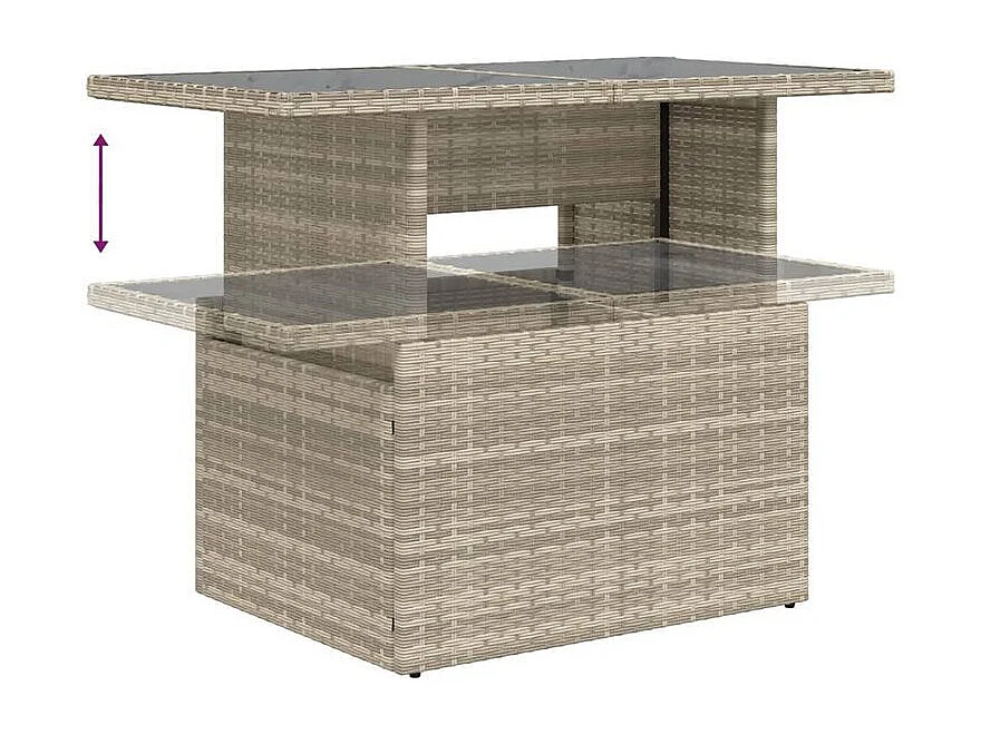 Salon de jardin 6 pcs avec coussins gris clair résine tressée