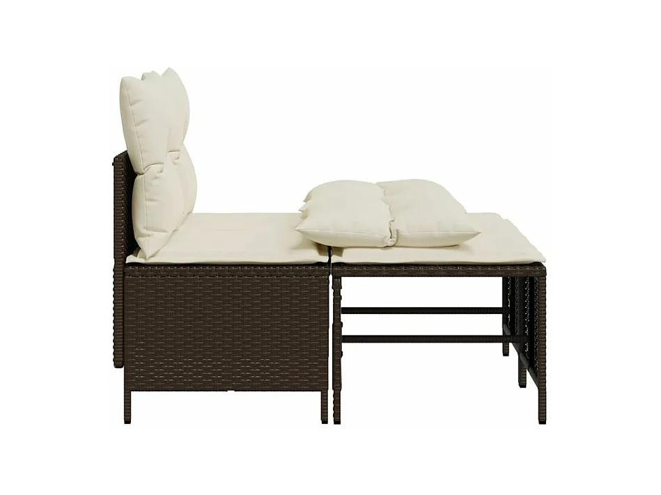 Salon de jardin 4 pcs avec coussins marron résine tressée