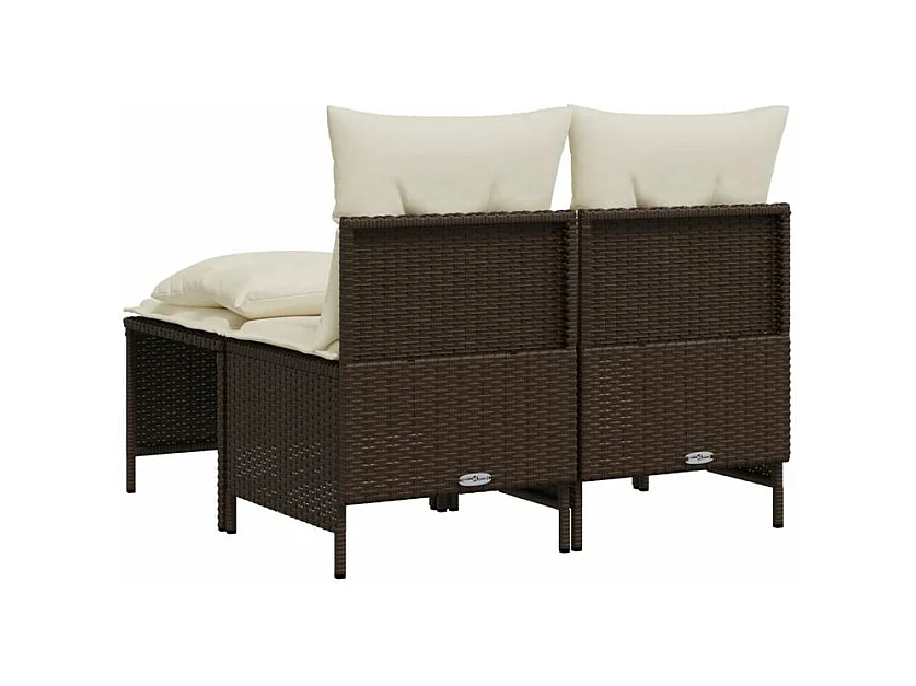 Salon de jardin 4 pcs avec coussins marron résine tressée