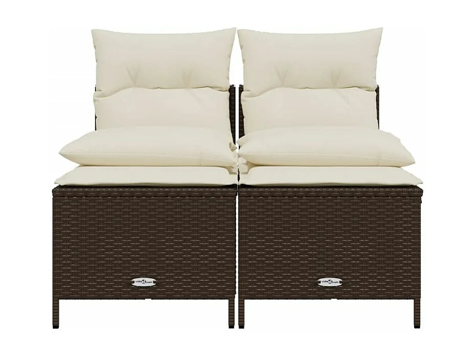 Salon de jardin 4 pcs avec coussins marron résine tressée