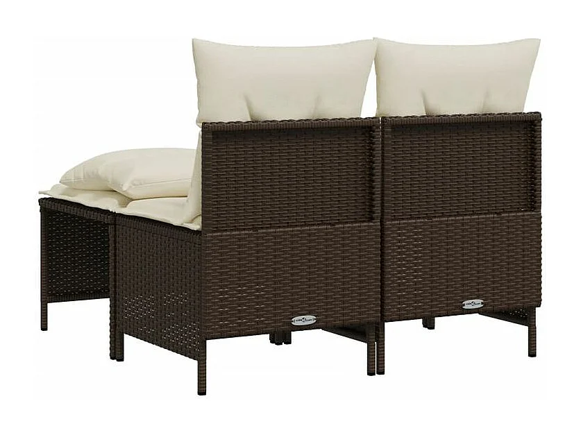 Salon de jardin 4 pcs avec coussins marron résine tressée