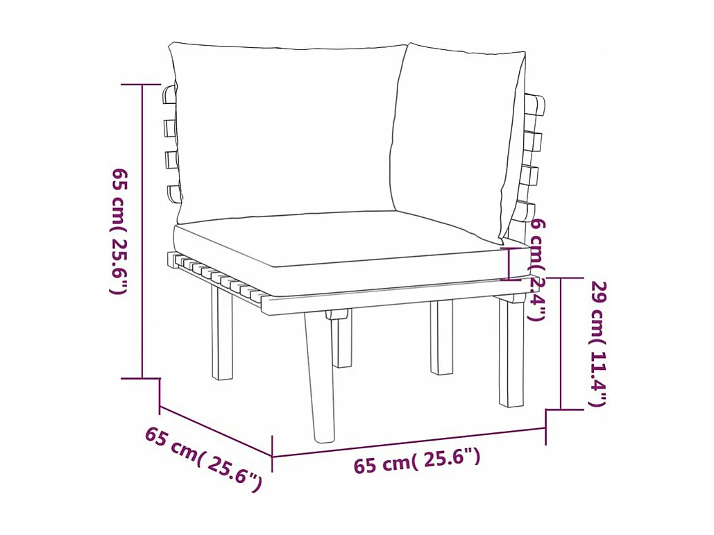 Salon de jardin 7 pcs avec coussins Bois d'acacia solide