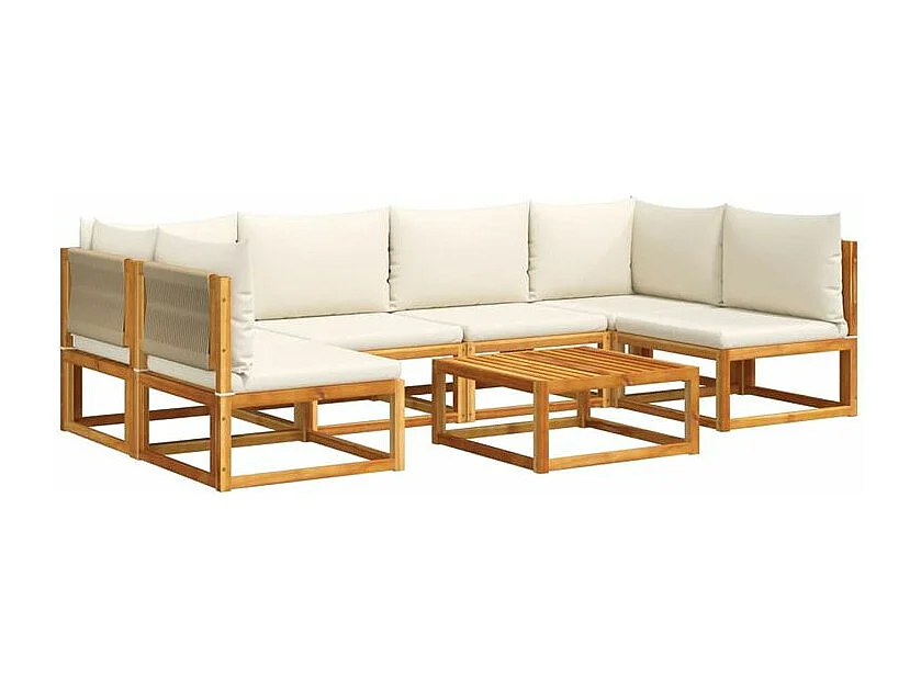 Salon de jardin avec coussins 7 pcs bois massif d'acacia
