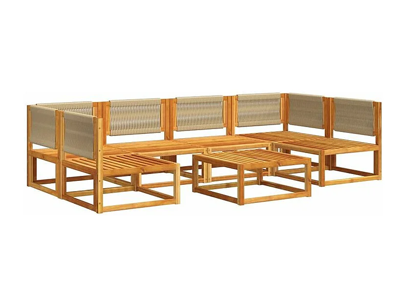 Salon de jardin avec coussins 7 pcs bois massif d'acacia