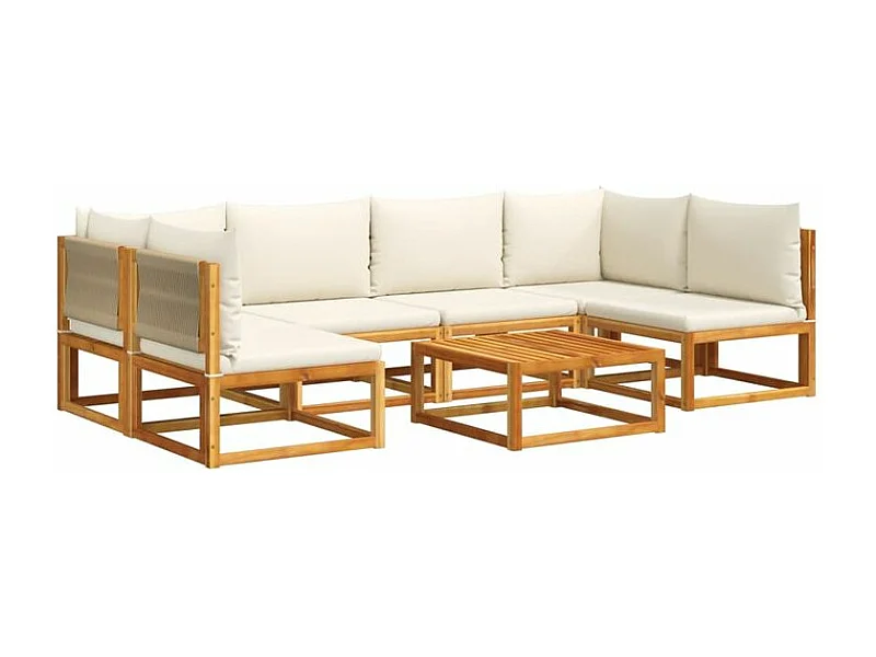 Salon de jardin avec coussins 7 pcs bois massif d'acacia
