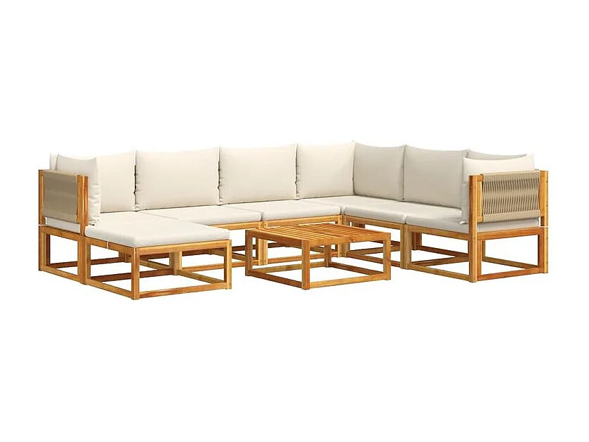 Salon de jardin avec coussins 8 pcs bois massif d'acacia