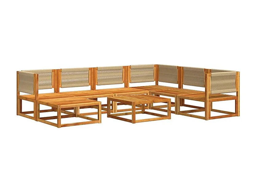 Salon de jardin avec coussins 8 pcs bois massif d'acacia
