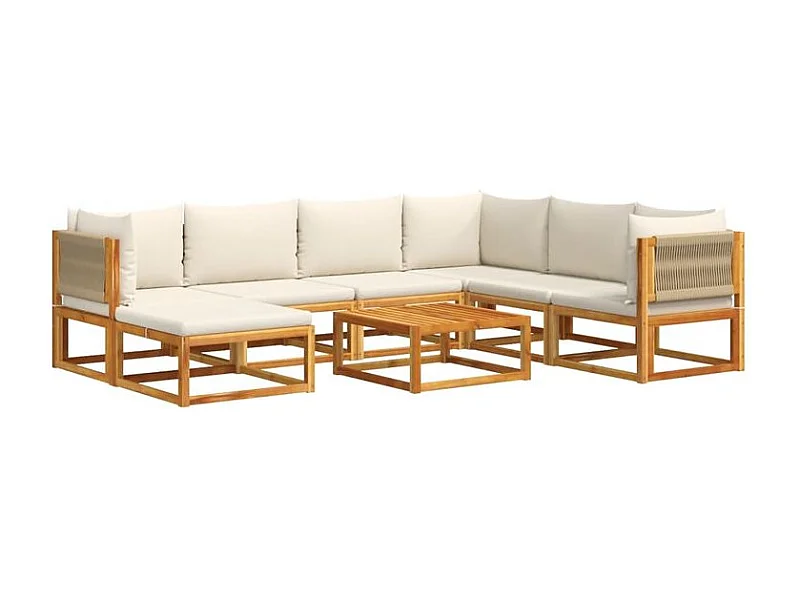 Salon de jardin avec coussins 8 pcs bois massif d'acacia