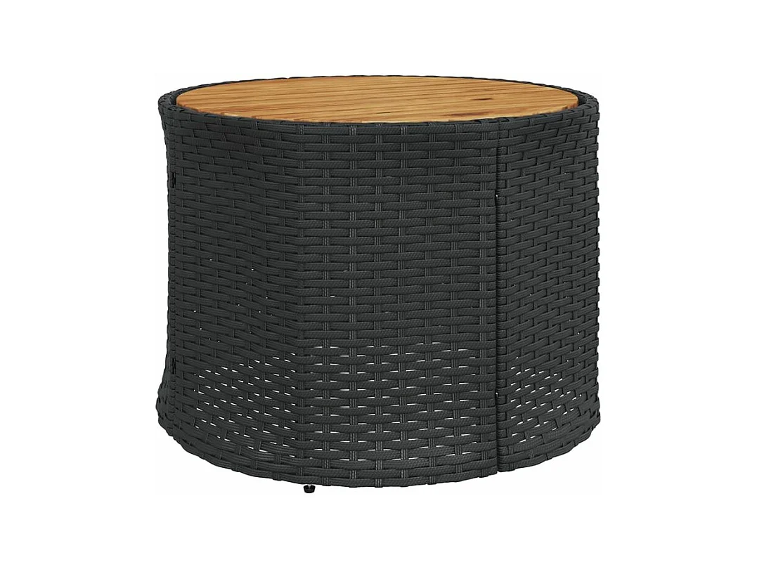 Canapé de jardin table coussins demi-rond noir résine tressée