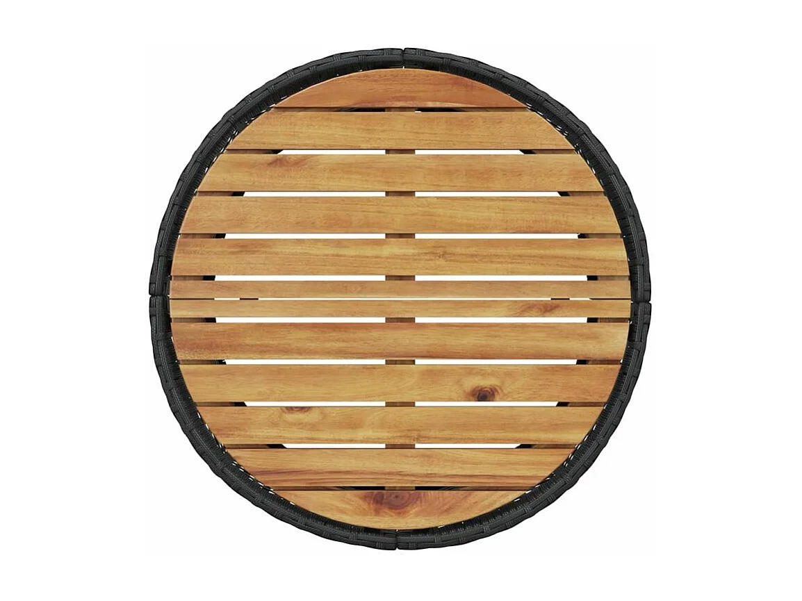 Canapé de jardin table coussins demi-rond noir résine tressée