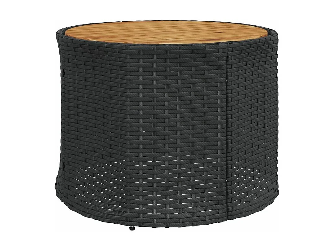 Canapé de jardin table coussins demi-rond noir résine tressée