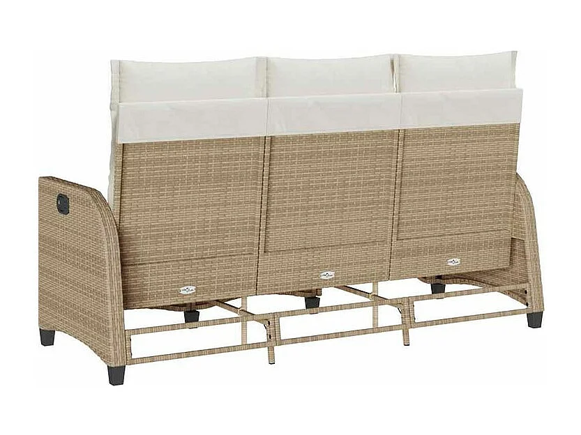 Canapé de jardin inclinable coussins forme de L beige polyrotin