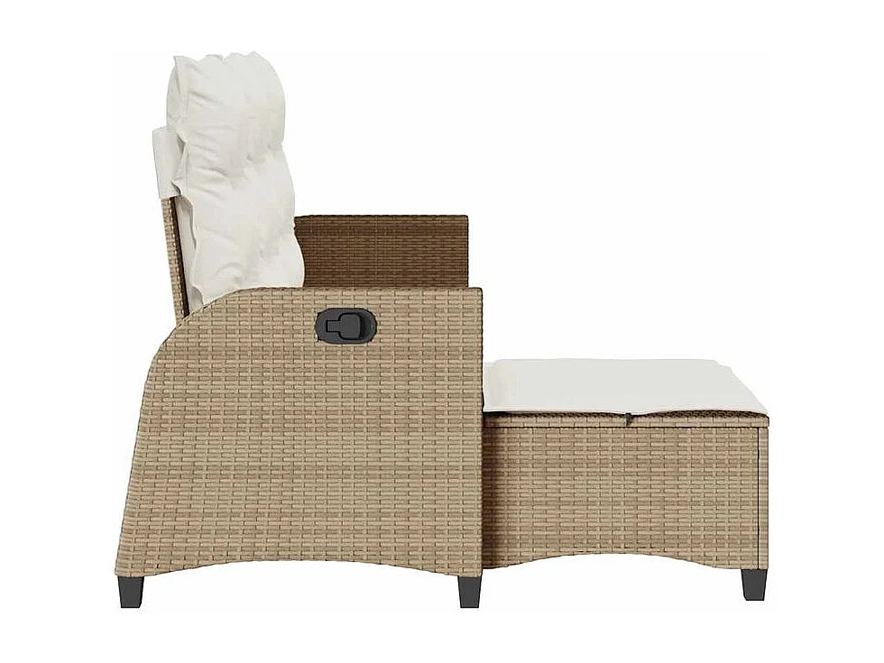 Canapé de jardin inclinable coussins forme de L beige polyrotin