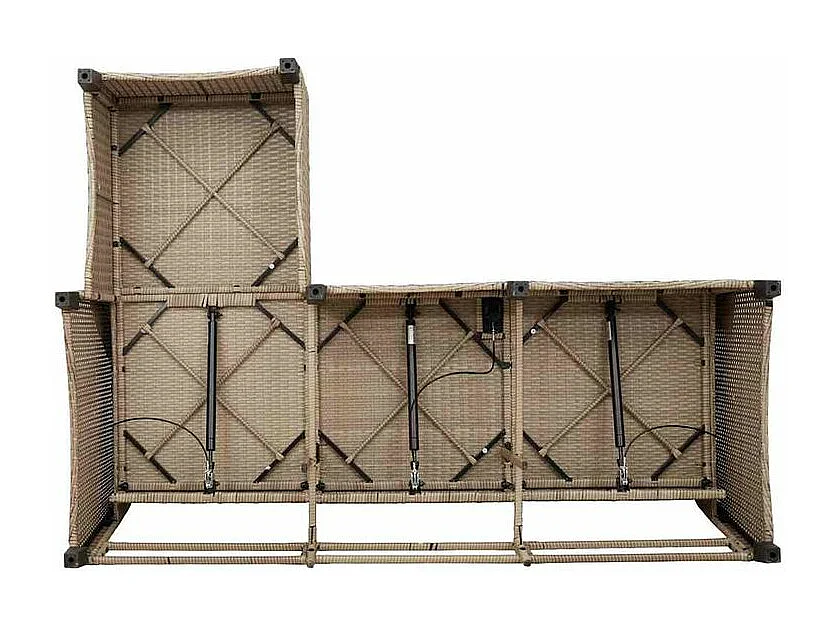 Canapé de jardin inclinable coussins forme de L beige polyrotin