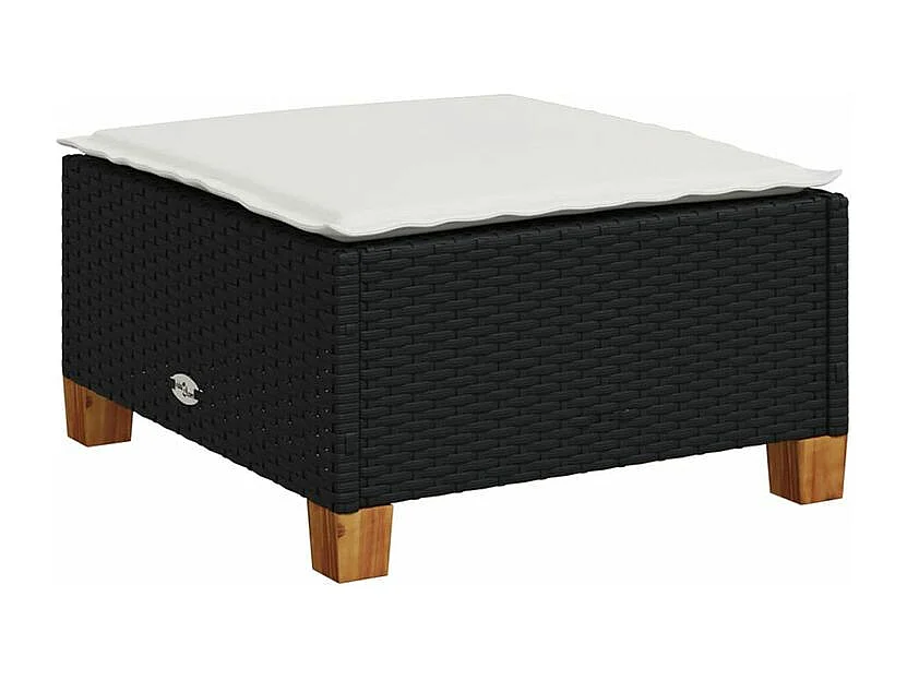 Salon de jardin 7 pcs avec coussins noir résine tressée