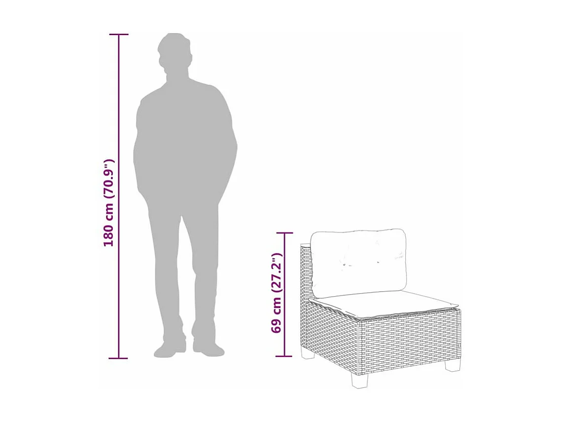 Salon de jardin 7 pcs avec coussins noir résine tressée