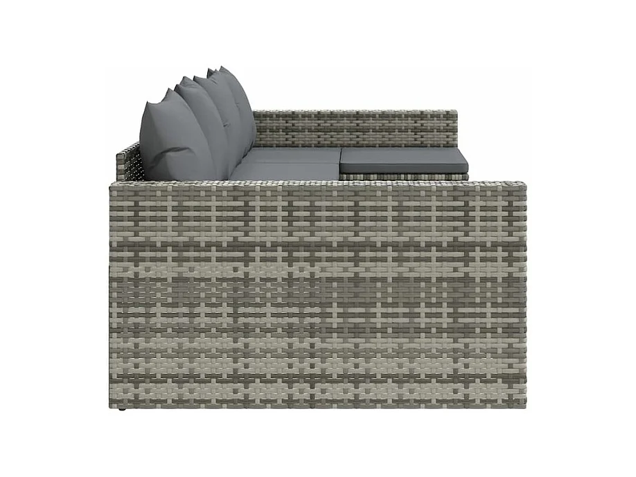 Salon de jardin 2 pcs avec coussins Gris Résine tressée