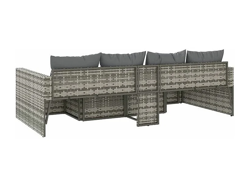 Salon de jardin 2 pcs avec coussins Gris Résine tressée