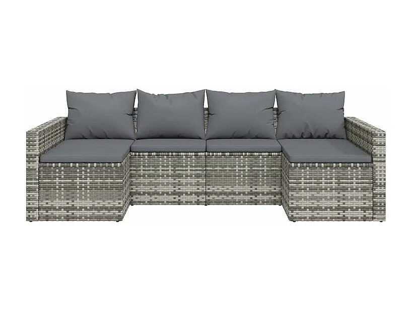 Salon de jardin 2 pcs avec coussins Gris Résine tressée