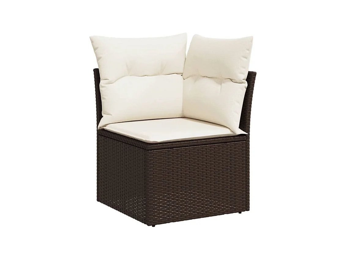 Salon de jardin 10 pcs avec coussins marron résine tressée