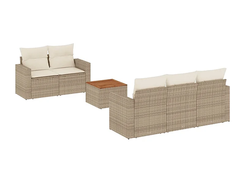 Salon de jardin avec coussins 6 pcs beige résine tressée