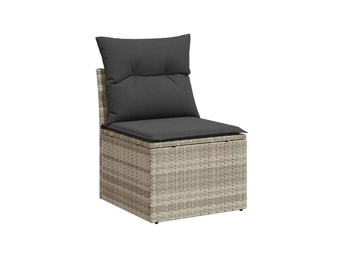 Salon de jardin 5 pcs avec coussins gris clair résine tressée