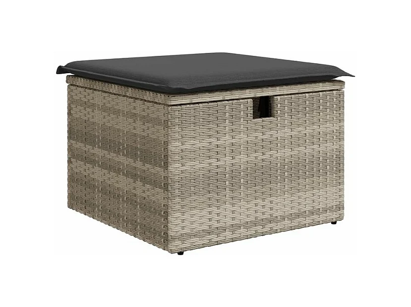 Salon de jardin 5 pcs avec coussins gris clair résine tressée