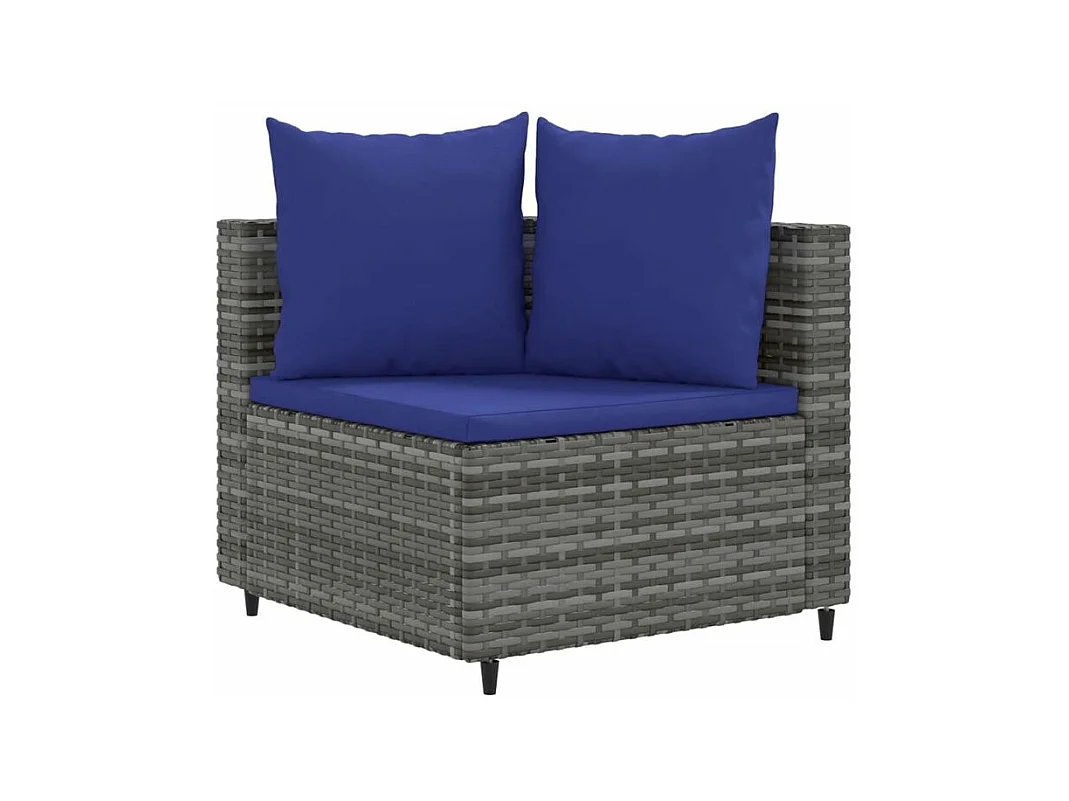 Salon de jardin avec coussins 10 pcs gris résine tressée