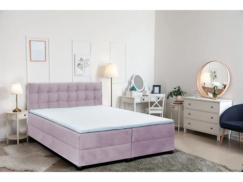 Boxspringbett MALMO mit Topper zwei Bettkästen Matratze Doppelbett 140 cm (Fresh 09 - rosa)