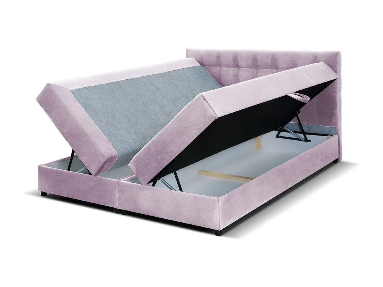 Boxspringbett MALMO mit Topper zwei Bettkästen Matratze Doppelbett 140 cm (Fresh 09 - rosa)