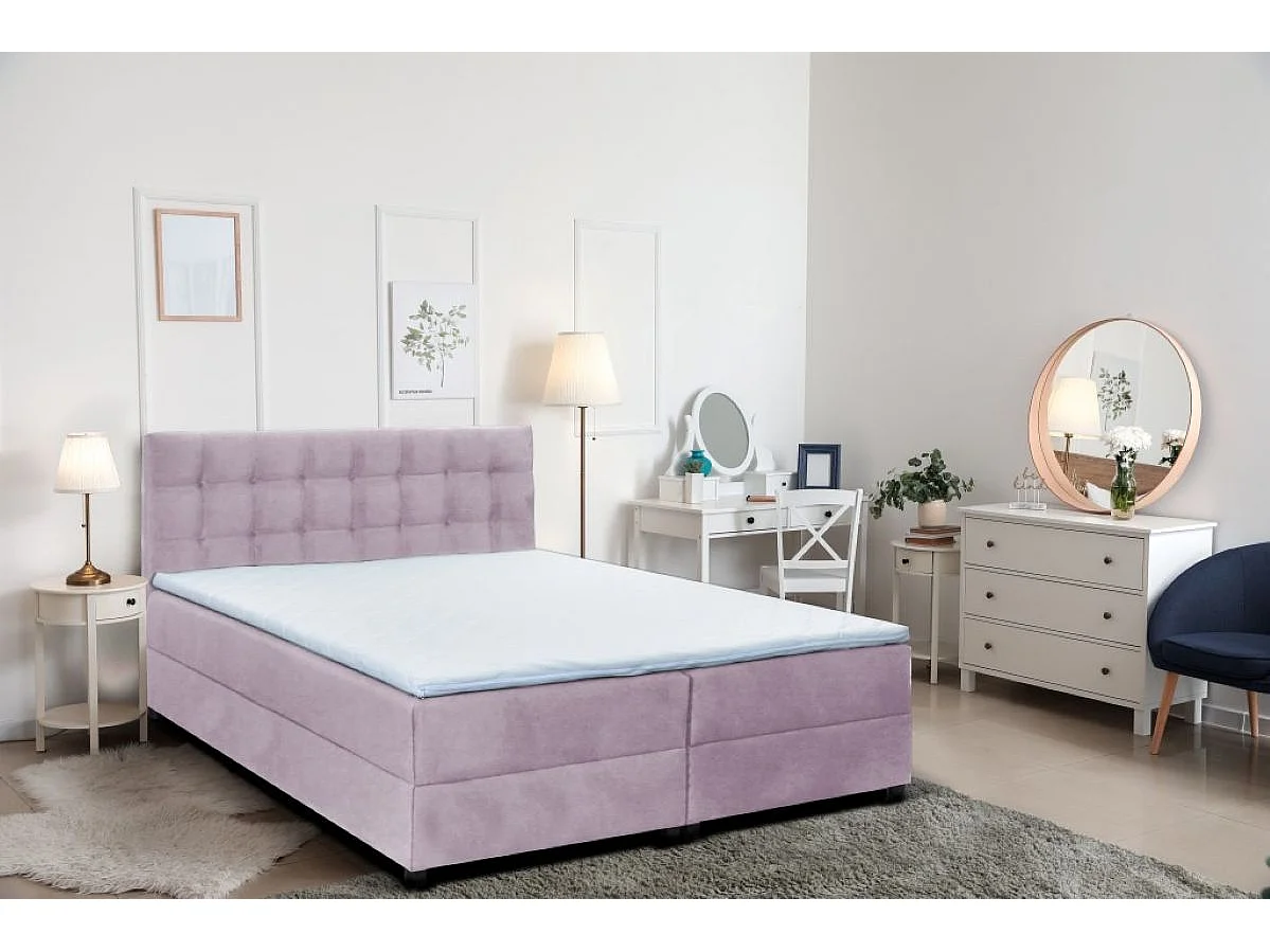 Boxspringbett MALMO mit Topper zwei Bettkästen Matratze Doppelbett 140 cm (Fresh 09 - rosa)
