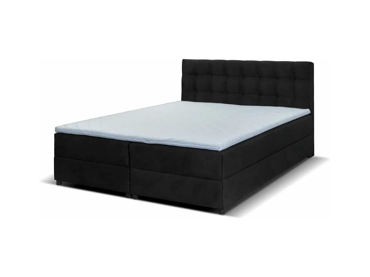 Boxspringbett MALMO mit Topper zwei Bettkästen Matratze Doppelbett 140 cm (Fresh 17 - schwarz)