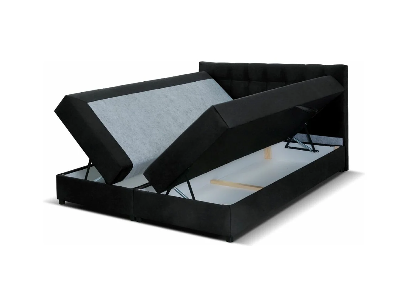 Boxspringbett MALMO mit Topper zwei Bettkästen Matratze Doppelbett 140 cm (Fresh 17 - schwarz)