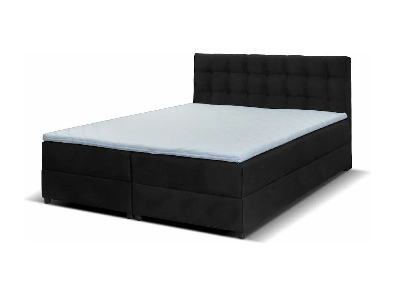 Boxspringbett MALMO mit Topper zwei Bettkästen Matratze Doppelbett 140 cm (Fresh 17 - schwarz)