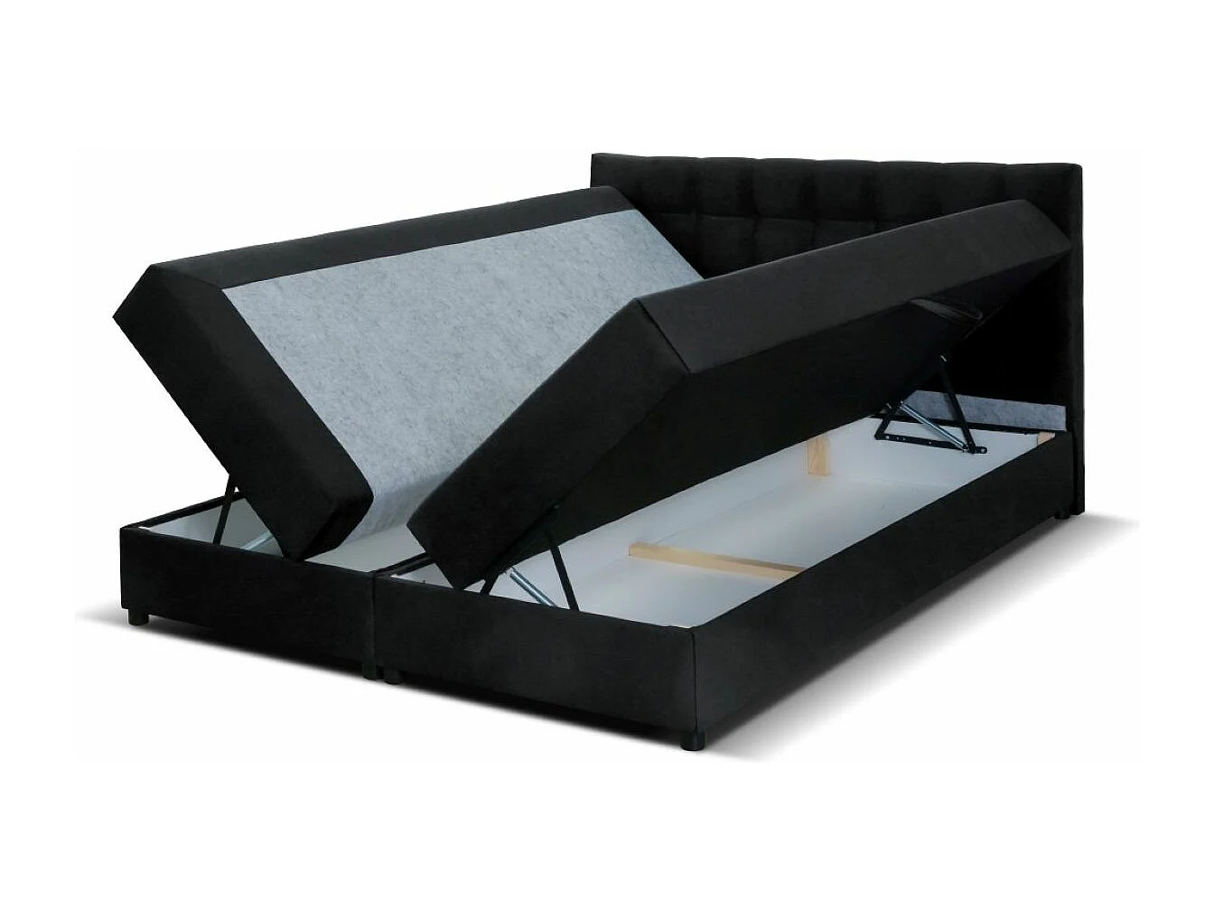 Boxspringbett MALMO mit Topper zwei Bettkästen Matratze Doppelbett 140 cm (Fresh 17 - schwarz)