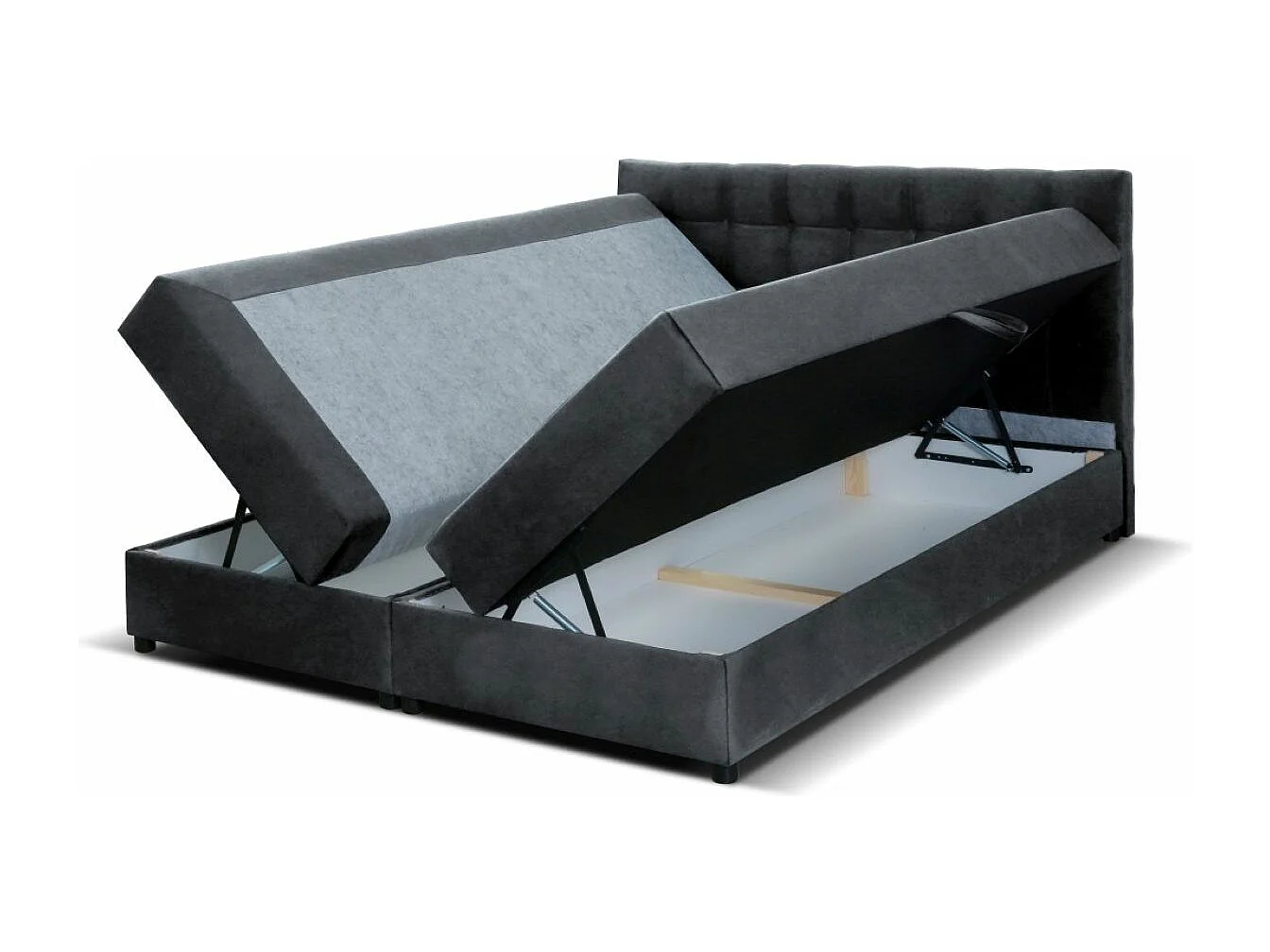 Boxspringbett MALMO mit Topper zwei Bettkästen Matratze Doppelbett 140 cm (Fresh 32 - grau)