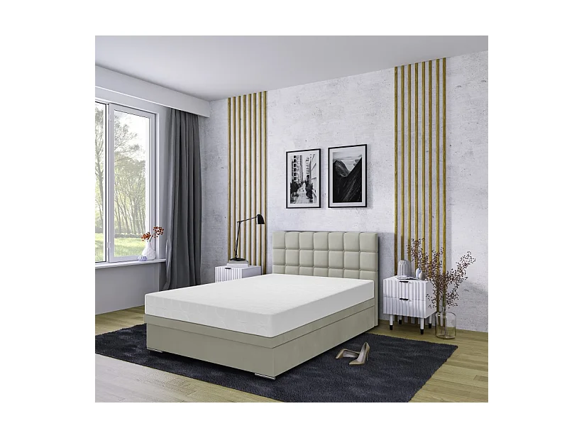 Boxspringbett Venezia mit Bettkasten ohne Matratze Doppelbett, Polsterbett 140 x 200 cm, beige