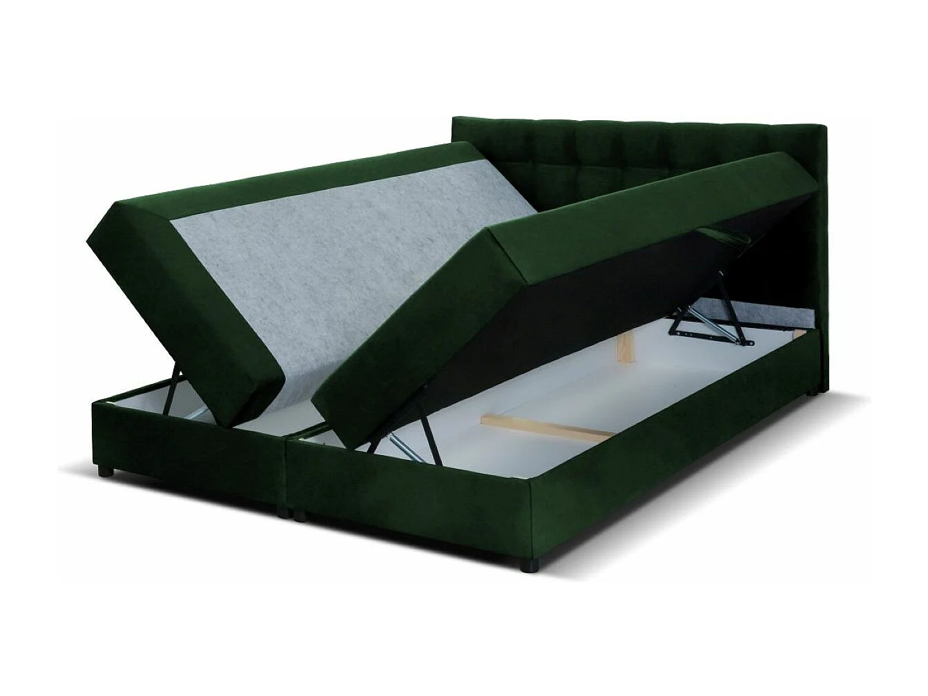 Boxspringbett MALMO mit Topper zwei Bettkästen Matratze Doppelbett 140 cm (Fresh 13 - grün)