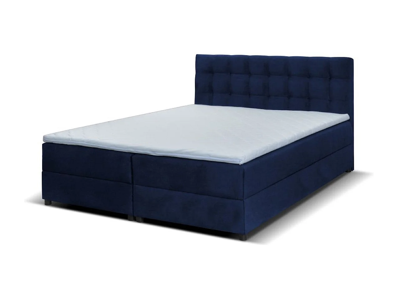 Boxspringbett MALMO mit Topper zwei Bettkästen Matratze Doppelbett 140 cm (Fresh 11 - blau)